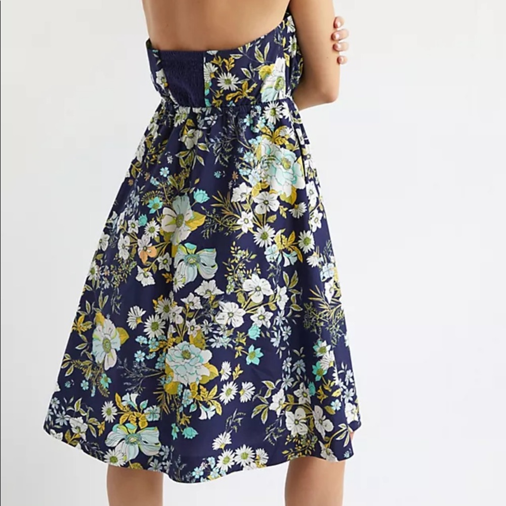 Anthropologie Ruffled floral navy mini dress sz small NEW